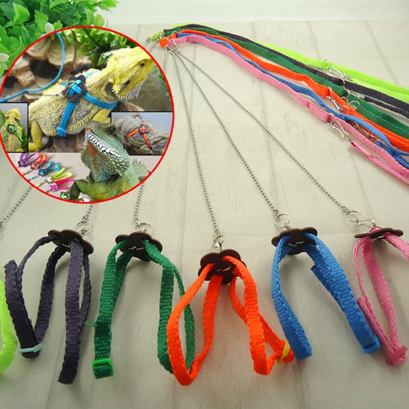 Adjustable 4.72inch Reptile Lizard Harness Leash,Turtle Lizard Pet Traction Belt Bearded Dragon Accessories Soft Small Pet Animal Harness Rope Outdoor Used(Blue) Blue - PawsPlanet Australia