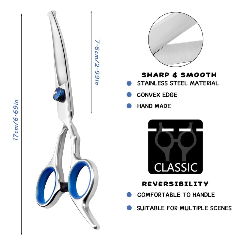 “6.5”Stainless Steel Pet Grooming Scissors Set – Safety Round Tip Curved & Up Curved Shears for Dog Cat Hair Trimming - PawsPlanet Australia