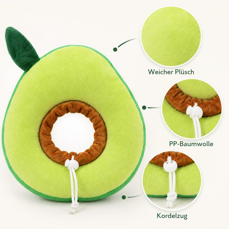 Soft Cat Cone Collar, Cat Recovery Collar, Dog Cone for Small Dogs, Adjustable Avocado Neck Pillow, Stop Licking after Surgery, Washable Size L, 19 x 19 cm, Neck up to 28 cm, Home Aftercare
