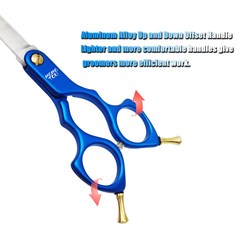 6.5'' Small Blue Straight Dog Grooming Scissors Professional Trimming Shears with Ultra-Lightweight Offset Handle 440C Stainless Steel Pet Scissors for Face and Paws - PawsPlanet Australia