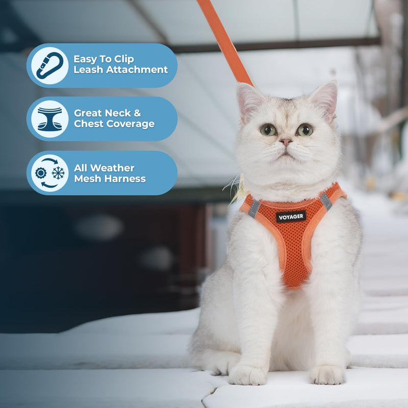 Voyager Step-in Pet Harness - All Weather Mesh, Adjustable Step in Harness for Cats and Dogs by Best Pet Supplies - 307S Orange, M 307 Set Orange M (Chest 15 - 17")