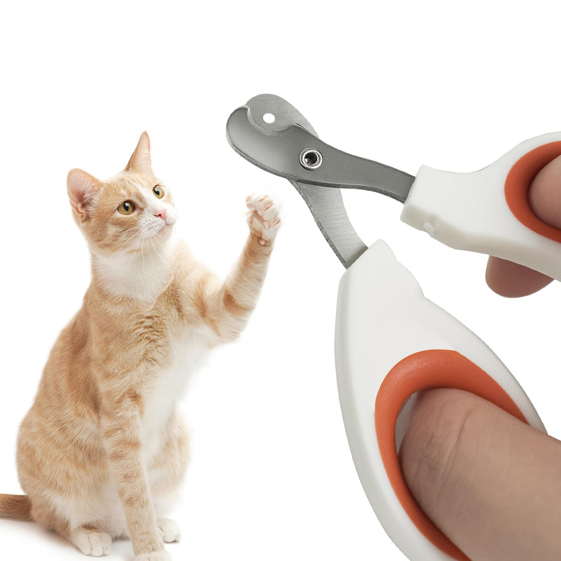 Cat Nail Clippers with Circular Cut Hole -Avoid Over Cutting Pet Nail Clippers -Sharp Angled Blade Professional Paw Trimmer Set for Novice Pet Families (Orange) Orange - PawsPlanet Australia