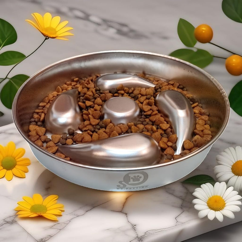 Slow Feeder Dog Cat Bowls 304 Stainless Steel,Metal Food Bowls, Water Bowl for Medium big Breed Pets