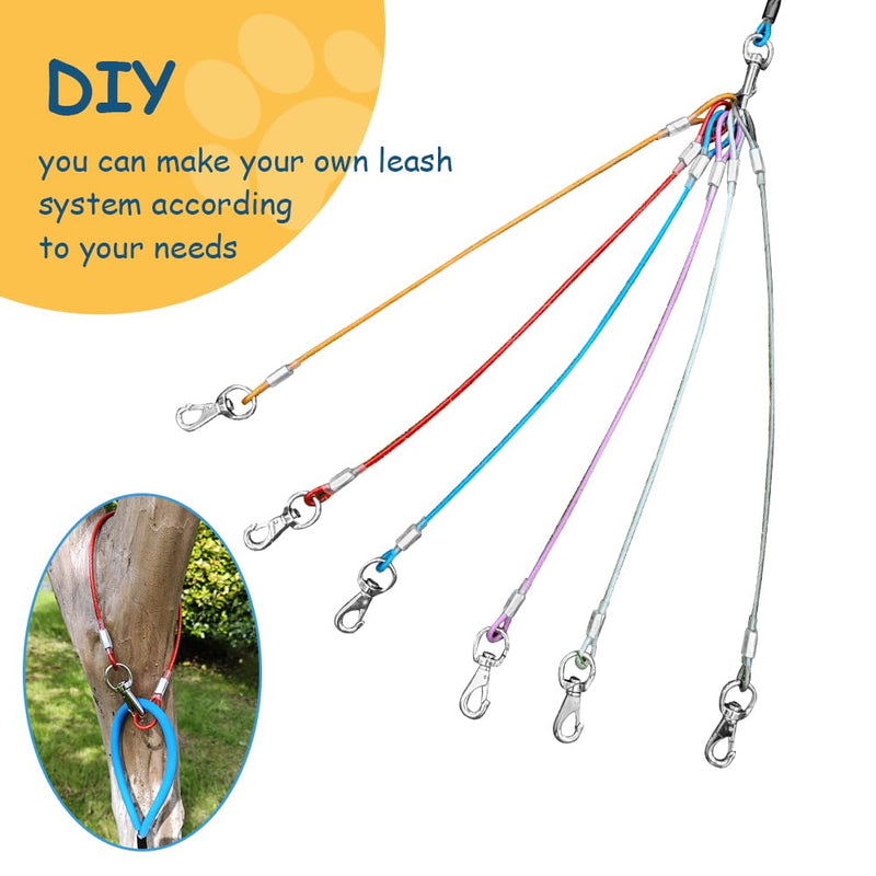 Chew Proof Dog Leash,2Pack Extension Metal Cable Lead,No Tangle Dual Dog Leashes,Multiple Leash for 2 Dogs,DHeavy Duty Dog Leash Extender for Collar &Harness (Black+Purple, 20in/50cm) Black+Purple - PawsPlanet Australia