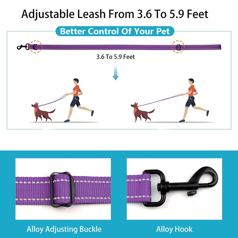 Reflective Dog Collar and Leash Set with Safety Locking Buckle Nylon Pet Collars Adjustable for Small Medium Large Dogs 4 Sizes(Purple&L) L Purple
