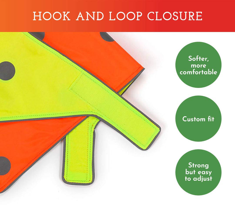 SPOT THE DOG! Reflective Bandana Bib Safety Apparel for All Dogs - Easy Fastening Closure, Reversible High Visibility Fluorescent Orange/Yellow L-XL L-XL (Neck: 17"-29.5") - PawsPlanet Australia