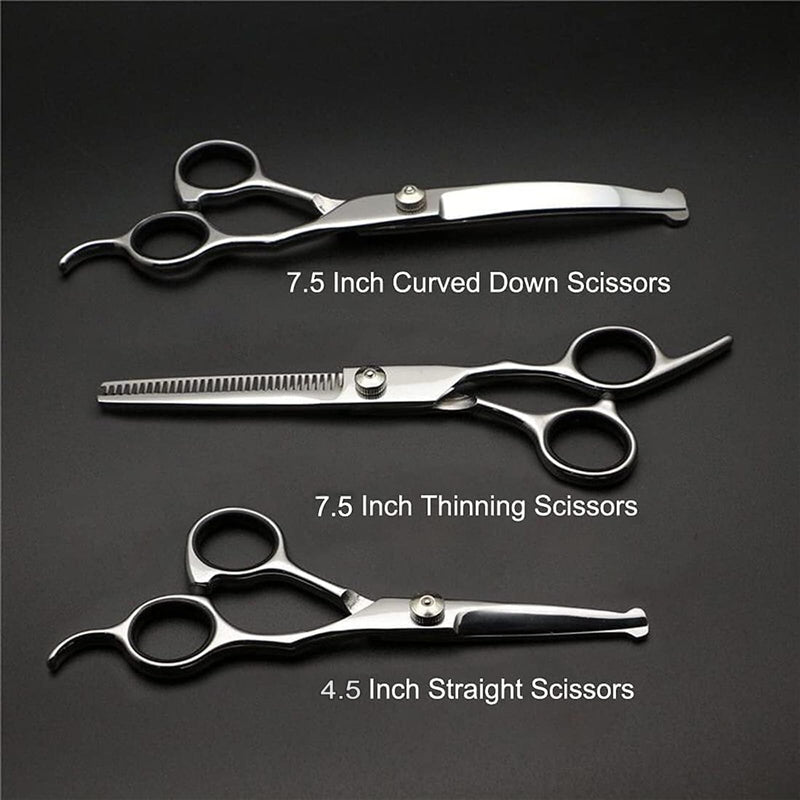 5 in1 Dog Grooming Scissors Kit,Professional Pet Grooming Scissors with Safety Round Tips,4CR Stainless Steel Sharp and Heavy-duty for Dogs Cats Pets - PawsPlanet Australia