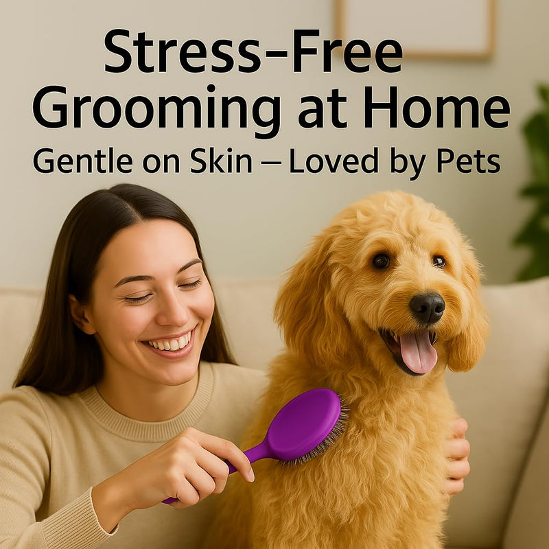 Slicker Dog Brushes for Grooming Detangler, Poodle Pin Dematting Dog Grooming Brushes - Soft Dog Brush for Short or Long Hair - Gentle Tool for Sensitive Skin Removes Dander, Dirt, and Detangles