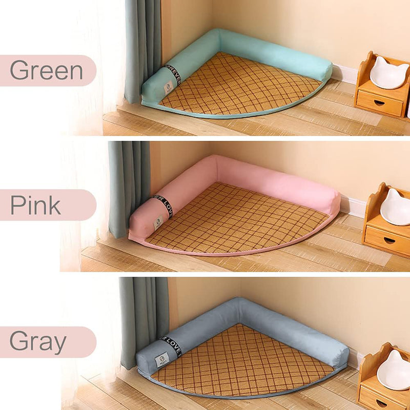Pet Dog Bed for Small Medium Large Dogs and Cats Triangle Corner Lounger with Removable Cover and Breathable Summer Mat Cushion Pet Corner Couch Bed Pillow Washable (Gray, Medium) Medium gray - PawsPlanet Australia