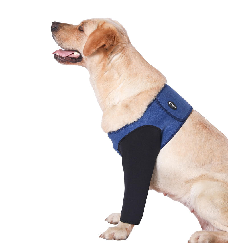 Dog Recovery Sleeve, Dog Recovery Suit, Abrasion Resistant Dog Recovery Sleeve Front Leg, Washable 2.5mm Thick and Waterproof, Pet Wounds Prevent Licking, Bite, Being Wet and Infected Blue (Large) Large