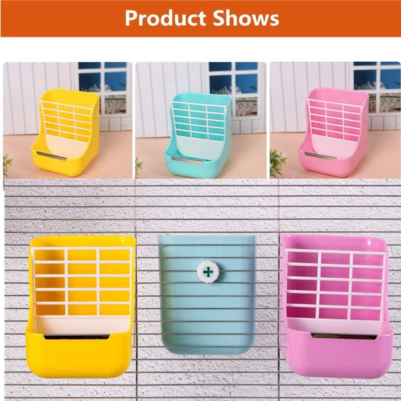 Rabbit Feeder, Hay Food Bin Feeder, Pink (Plastic), Adjustable, Removable Grass Rack, Stainless Steel Edge, for Rabbit, Guinea Pig, Chinchilla - PawsPlanet Australia