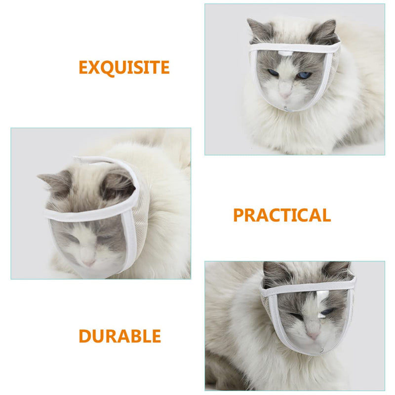 2pcs to Grooming Cover - Licking Biting Accessory Nail Guard Cat Cleaning Trimming Portable Adjustable Breathable Mask Pet Face Bathing Kitten Transparent Head - PawsPlanet Australia