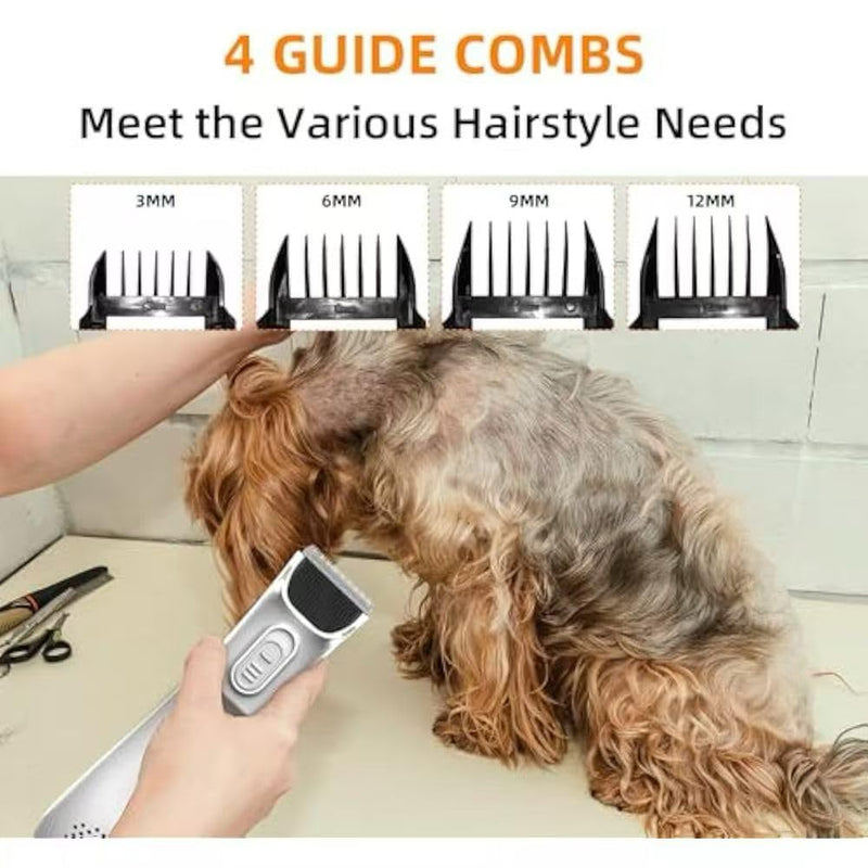 2-in-1 Portable Dog Grooming Vacuum Clipper Kit 3-Speed Low Noise Rechargeable Powerful Suction 99% Pet Cat Pet Hair Trimmer Shaver with Comb Shedding
