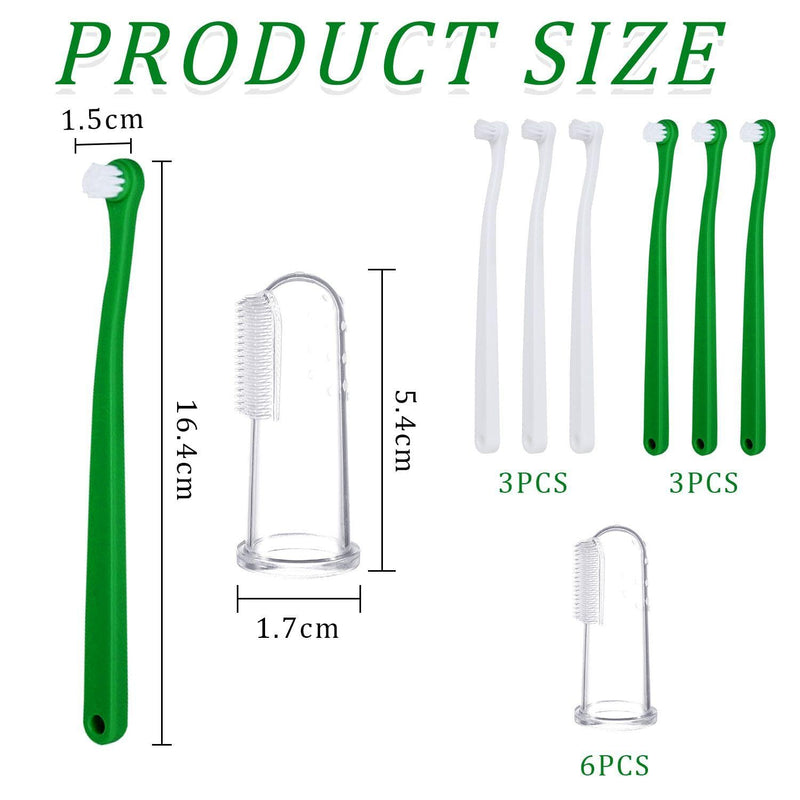 Pack of 6 Pet Toothbrushes and 6 Pieces Transparent Finger Toothbrushes, Teeth Cleaning Tools, Dental Care Supplies, Pet Accessories