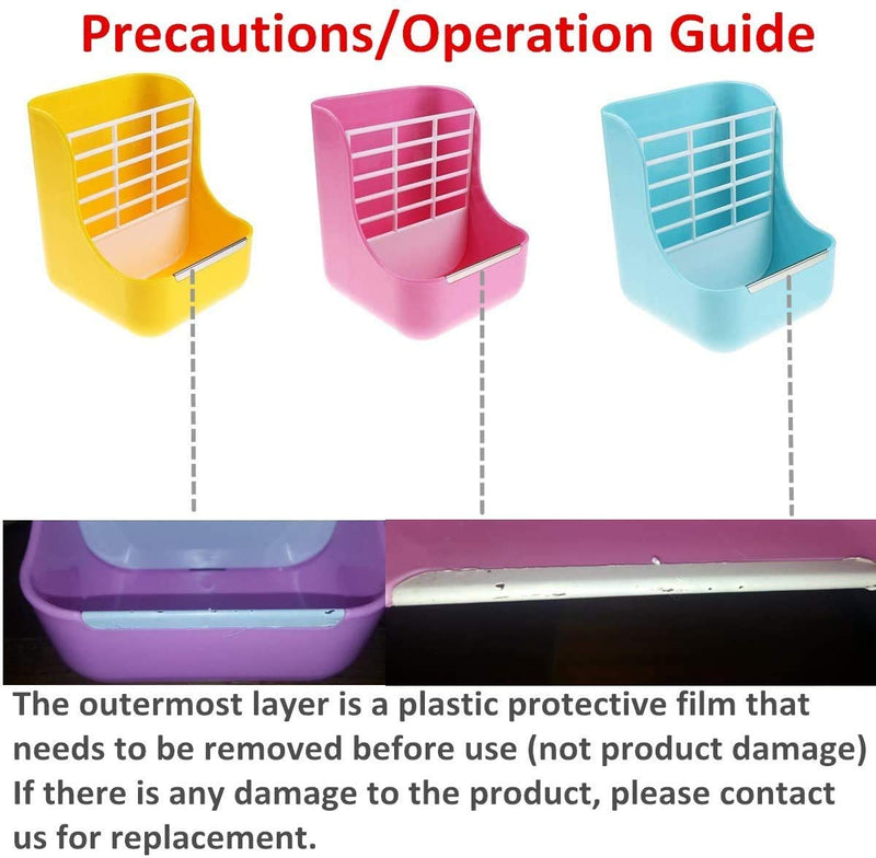 Rabbit Feeder, Hay Food Bin Feeder, Pink (Plastic), Adjustable, Removable Grass Rack, Stainless Steel Edge, for Rabbit, Guinea Pig, Chinchilla - PawsPlanet Australia