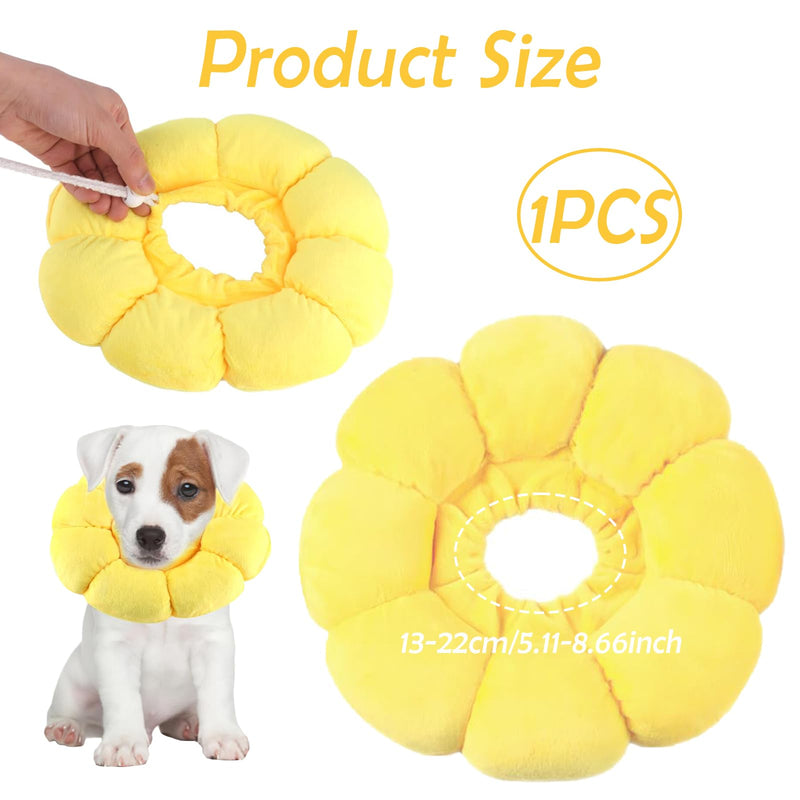 Cat Collar After Surgery - Leak Protection for Small Dogs and Cats - Yellow Pet Collar in Flower Shape