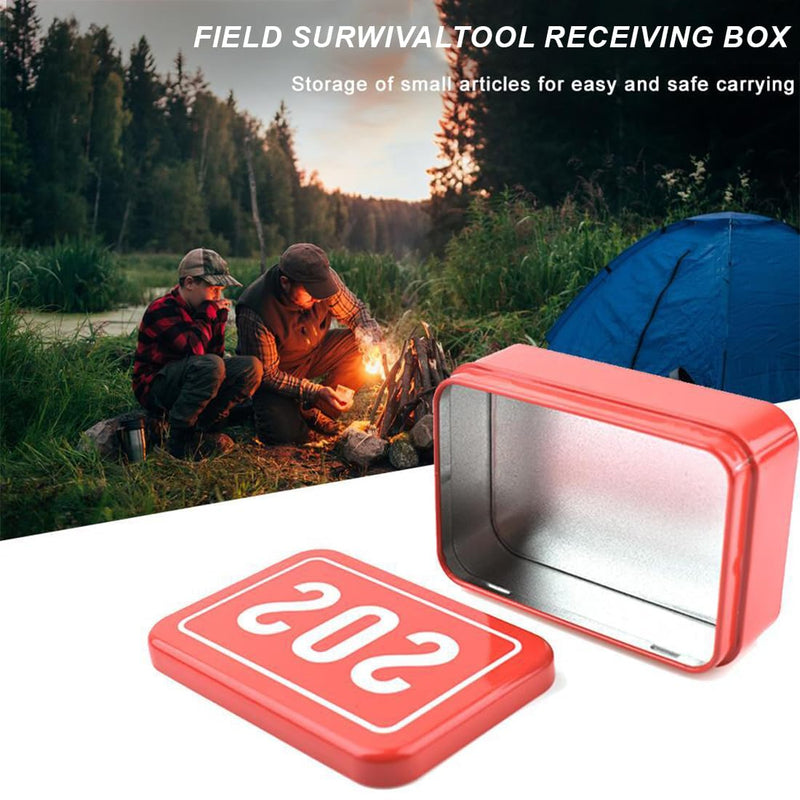 Pack of 2 Multifunctional SOS Survival Box Metal Emergency Box for Camping Hiking and Travel for Storage of Medicine and Survival Equipment