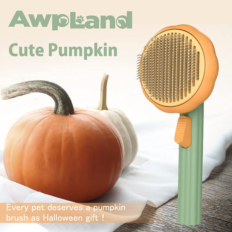 Cat Brush with Release Button, Pumpkin Cat Comb for Long or Short Haired Cats Dogs Rabbits, Skin Friendly Deshedding Grooming Tool for Gently Removes Loose Fur Undercoat - PawsPlanet Australia