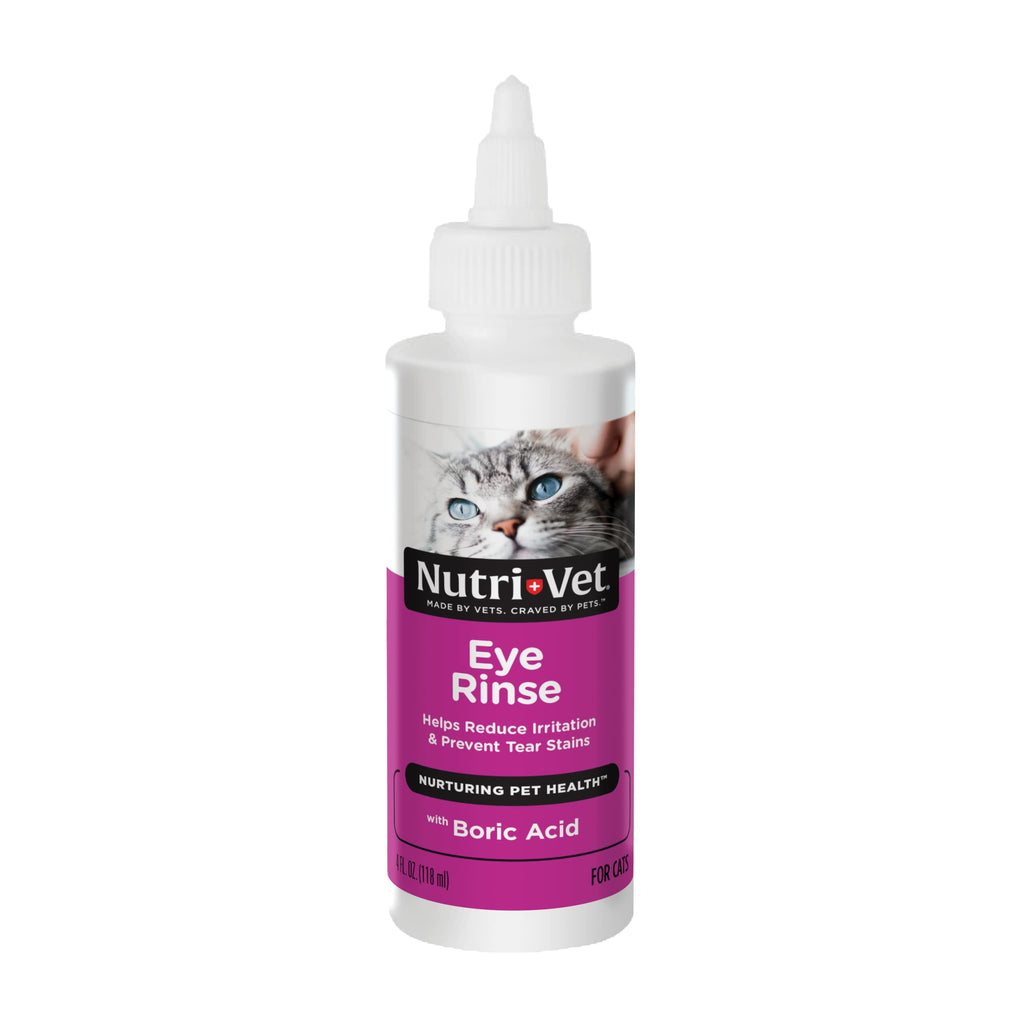 Nutri-Vet Eye Rinse for Cats | Gentle Formula Removes Debris | Helps Reduce Irritation and Prevent Tear Stains | 4oz 4 FZ