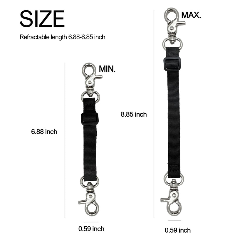 Adjustable Backup Safety Clip for Small Dogs, Double Ended Gentle Slip Collar Clip for Dog Harness Leash 7"-9.5" Black - PawsPlanet Australia