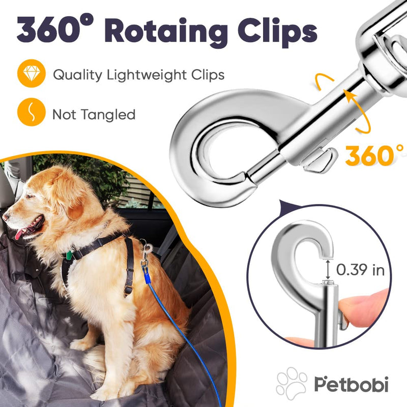 Petbobi Dog Seat Belt for Car - 2 Pack Chew Proof Durable Dog Seatbelt Tether for Small Medium Large Dogs - Metal Vehicle Harness Restraint with Double Clips and Latch - Dog Car Leash for Safe Travel 24 inch / 2 pack Blue