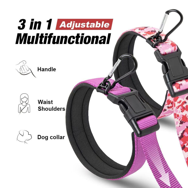 TSPRO Hands Free Dog Leash for Medium to Large Dogs, Adjustable Durable Leash with Comfortable Safety Padded Handle, Heavy Duty Metal Clasp for Walking, Running, Training (Leopard Print) Leopard Print - PawsPlanet Australia