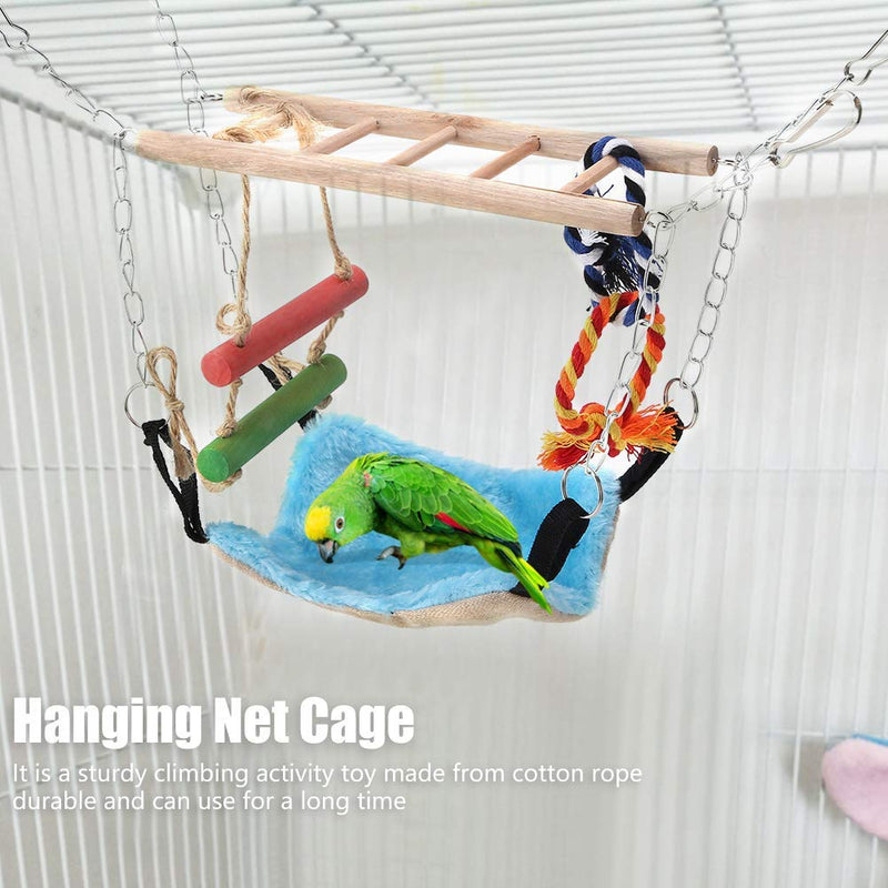 Pet Climbing Rope Net, Bird Climbing Rope Ladder Small Animal Ferret Parrot Rat Bird Swing Rope Hanging Net Cage Pets Swing Bed Toy for Birds Rats Hamster Small Animal Habitat Decor - PawsPlanet Australia