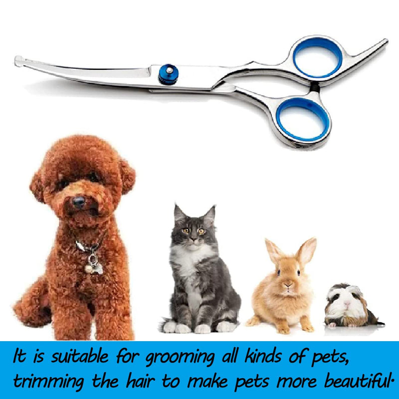 Curved Dog Grooming Scissors,Pet Hair Scissors with Safety Round Tips, Heavy Duty Titanium Stainless Steel, Professional Dogs Cats Pets Grooming Shears Art scissors - PawsPlanet Australia