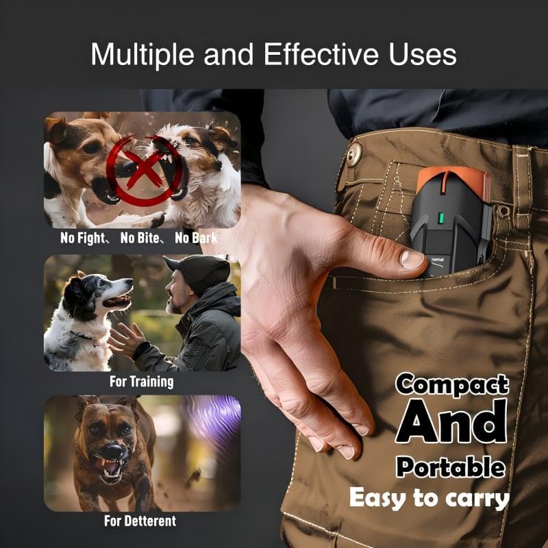 Ultrasonic Dog Trainer – 25 kHz Anti Barking Device for Dogs, Dual Modes & 30 ft Range, LED Flashlight, Safe Humane Dog Deterrent, USB-C Rechargeable 950 mAh Battery, Portable Training Tool
