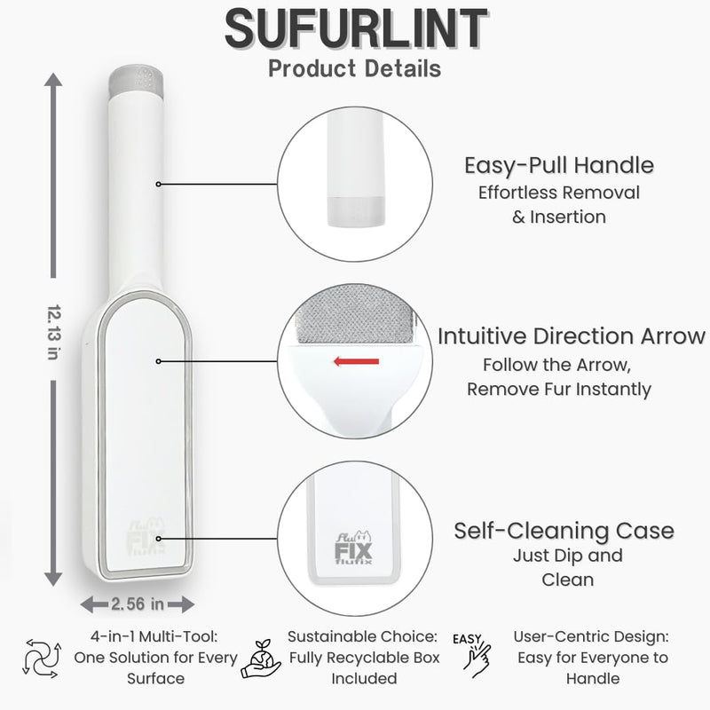 SufurLint 4-in-1 Pet Hair Remover & Grooming Brush - Multi-Functional Cat Deshedding Tool, Reusable Lint Roller for Furniture and Clothing, Professional Pet Massage & Cleaning Brush for Dogs & Cats - PawsPlanet Australia