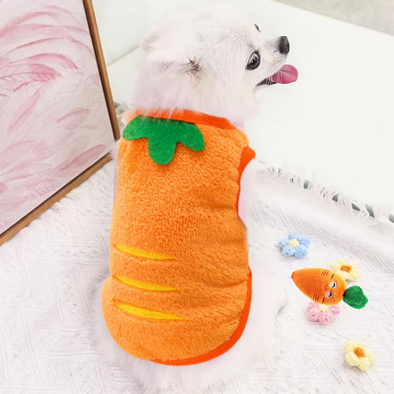 ANIAC XS Dog Sweater and Carrot Toy Set Warm Cat Clothes Fleece Puppy Sweatshirt for Small Dog Girl boy Chihuahua Sweater Carrot Easter Costume for Yorkie Pug Extra Small Dog (Orange, Small) Orange - PawsPlanet Australia