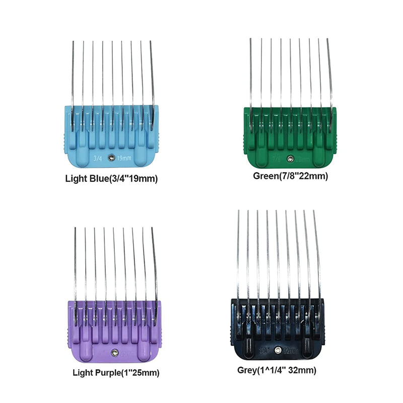 Professional Animal Stainless Steel 4 Color Guide Comb Set Compatible with andis Oster A5 wahl km10 10#/15#/30# Detachable Blade，Cutting Length 19mm-32mm - PawsPlanet Australia