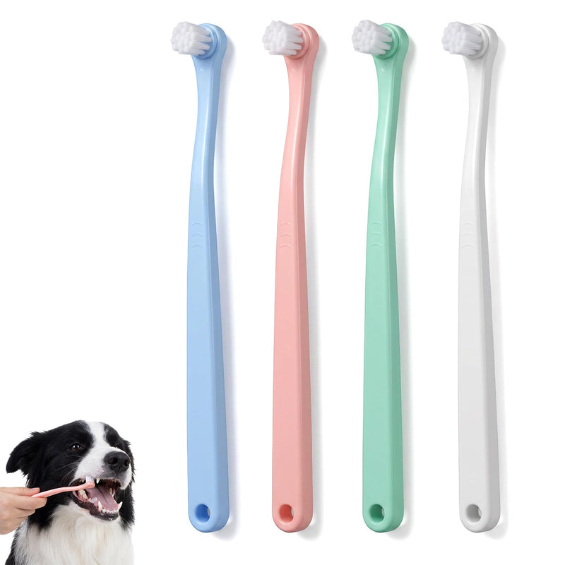 4pcs Small Dog & Cat Toothbrush, Pet Toothbrush Mini Head Soft Tooth Brush Deep Clean Puppy Tooth Brushing Kit for Small to Large Dogs Cats Portable Travel Friendly and Easy to Use