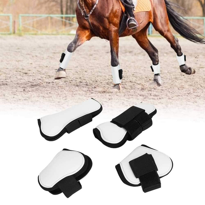 Horse Tendon Boots Open Front/Fetlock Boot for Horse, 4PCS White PU Shell Horse Front Back Leg Guard Boot Wrap Protector Riding Equipment During Jumping Obstacles