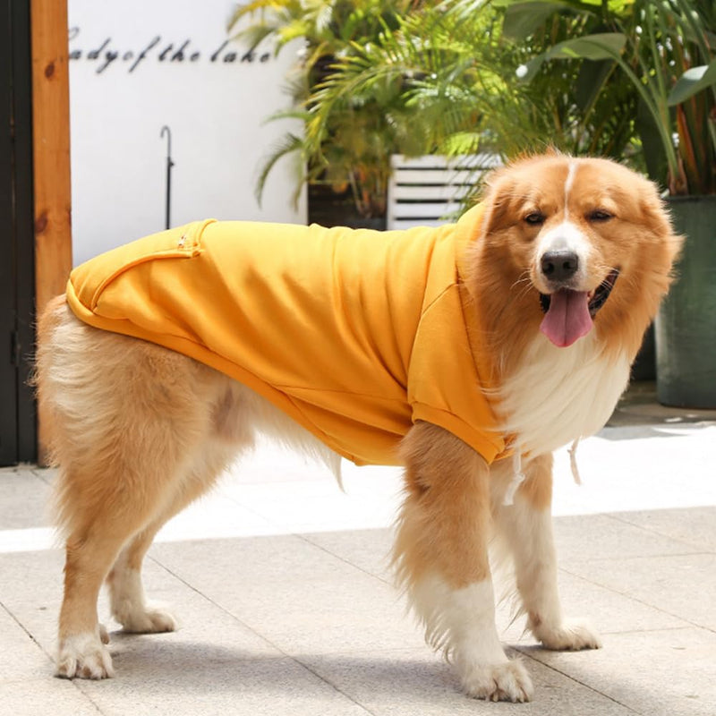 Dog Hoodie for Small Medium Large Dogs,Fleece Hoodie for Dogs with Zipper Pocket,Fall Winter Dog Sweatshirts Hoodie for All sized Dogs(5XL,Yellow) Yellow 5XL - Bust 36", 55~90lbs - PawsPlanet Australia