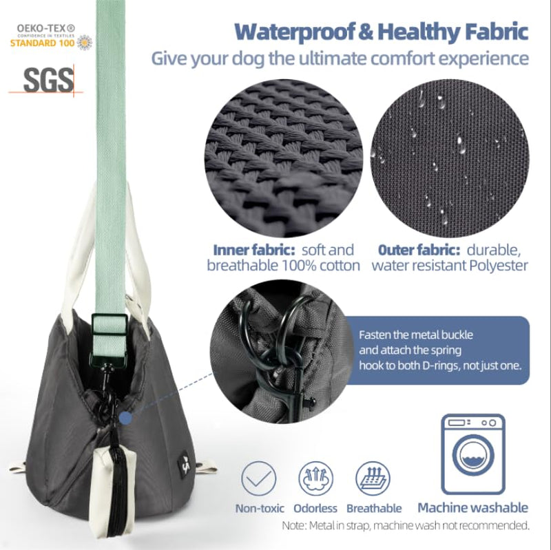 Sytopia Small Dog Carrier Purse, Portable Pet Carrier Tote Carrier with Pockets, Adjustable Safety Leash, Waterproof Dog Travel Bag, Travel Pets Purse up to 4 Lbs, Dark Grey Extra Small (XS) - PawsPlanet Australia