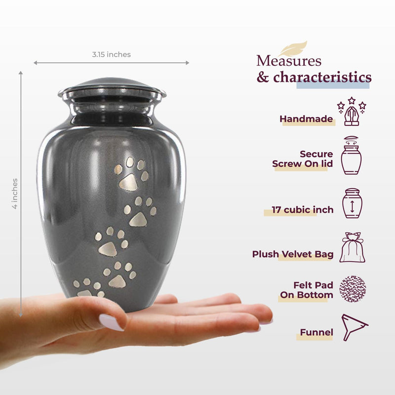 Trupoint Memorials Pet Urn for Dogs and Cats Ashes - A Loving Resting Place for Your Special Pet, Cat and Dog Urns for Ashes, Pet Cremation Urns – Grey, Small Pets up to 17 Lbs Small Up to 17 Lbs Gray - PawsPlanet Australia