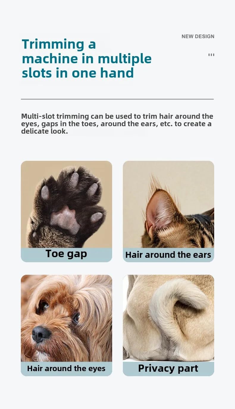 Upgraded Adjustable Speed Pet Trimmer with LED Light, Rechargeable, Waterproof, Low Noise, Portable, Pet Dog and Cat Hair Grooming Trimmer for Trimming Hair Around Pet Paws, Ears, Eyes, and Buttocks