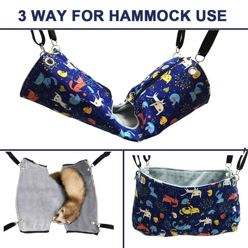FULUE Ferret Rat Critter Nation Cage Accessories,Ferret Rat Hammock Set Hanging Bed Tent Tunnel for Any Small Animal Bedding Blue - PawsPlanet Australia