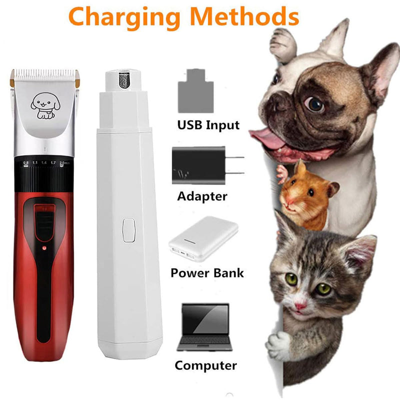 Dog Clippers and Nail Grinder Low Noise Cordless Rechargeable Dog Clippers and Nail Grinder for Grooming - PawsPlanet Australia