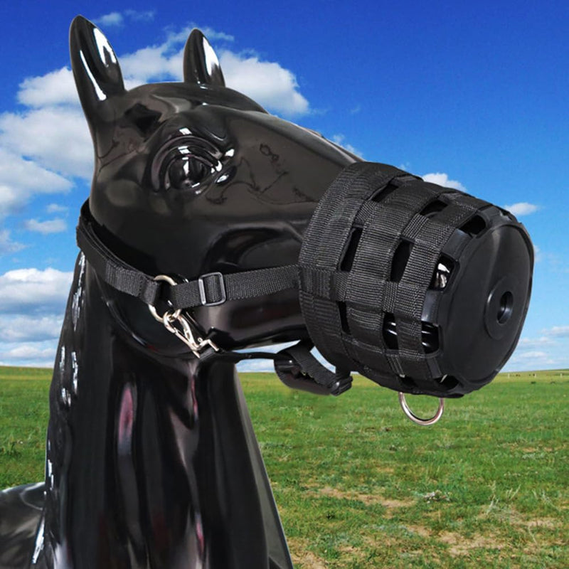 Grazing Muzzle, Horse Grazing Muzzle with Halter, Easy Breathe Comfort Lined Grazing Muzzle, Full Adjustable Horse Grazing Muzzle with Chin Neck Pads for Comfort Black Medium Size One Size - PawsPlanet Australia