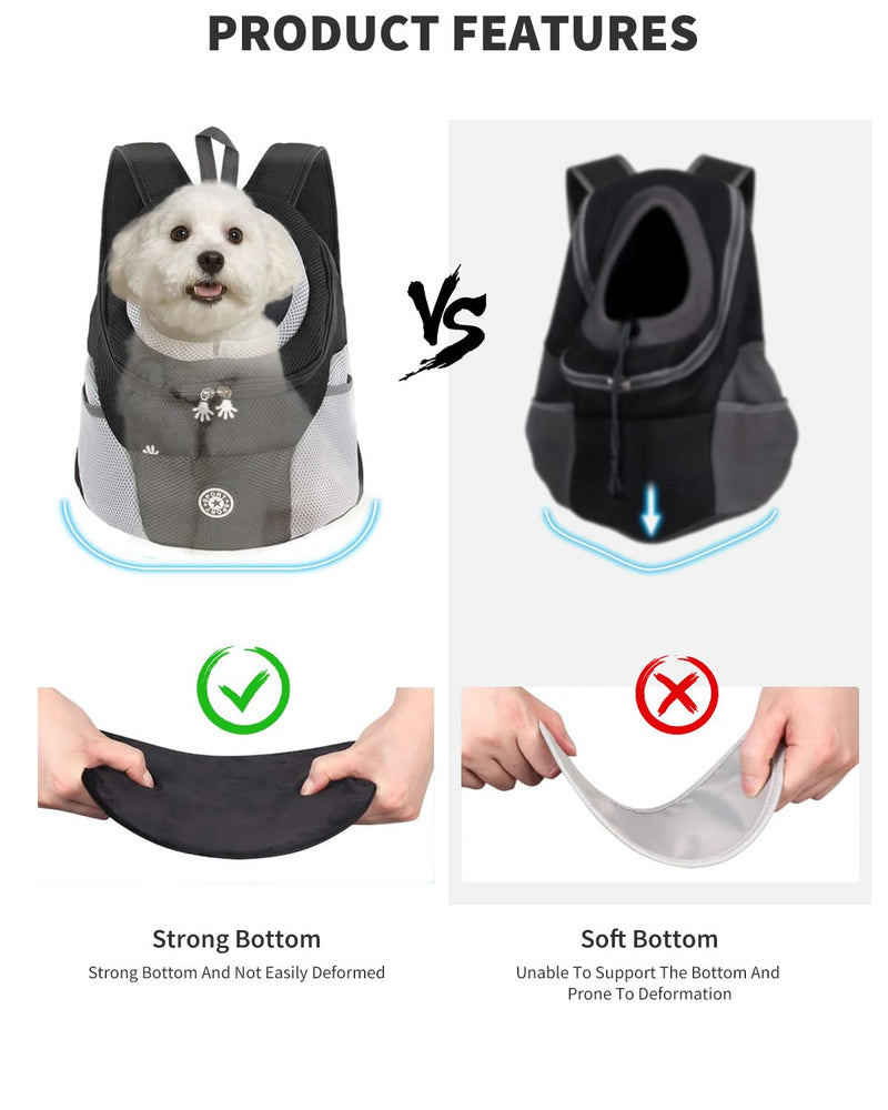 Pet Carrier Backpack,Breathable Dog Backpack Carrier with Adjustable Straps,Side Storage Pockets,Dog Head-Out Backpacks with Safety Belt,Puppy Front and Back Carriers for Small Dogs Cats L Black - PawsPlanet Australia