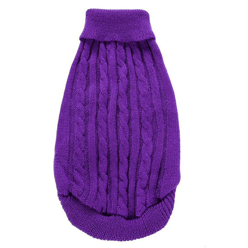 CHBORCHICEN Small Dog Sweaters Knitted Pet Cat Sweater Warm Dog Sweatshirt Dog Winter Clothes Kitten Puppy Sweater (Medium, Purple) Medium - PawsPlanet Australia