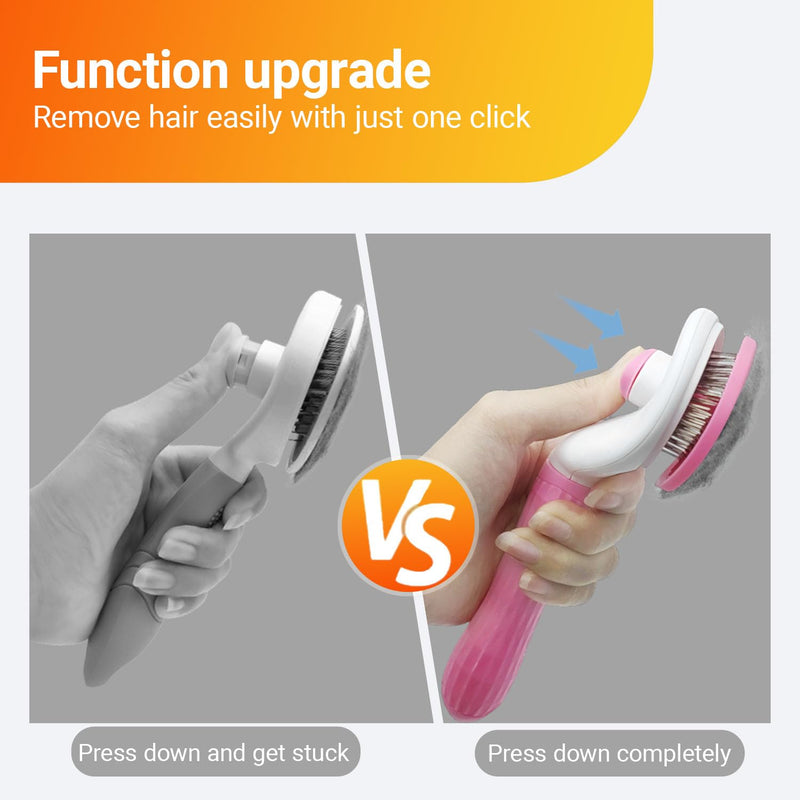 Treasurecove Self Cleaning Slicker Brush, Cat & Dog Brush for Grooming, Easy Hair Removal, Massaging Bristles, Comfortable Handle, Pink, All Hair Types, Cats & Dogs - PawsPlanet Australia