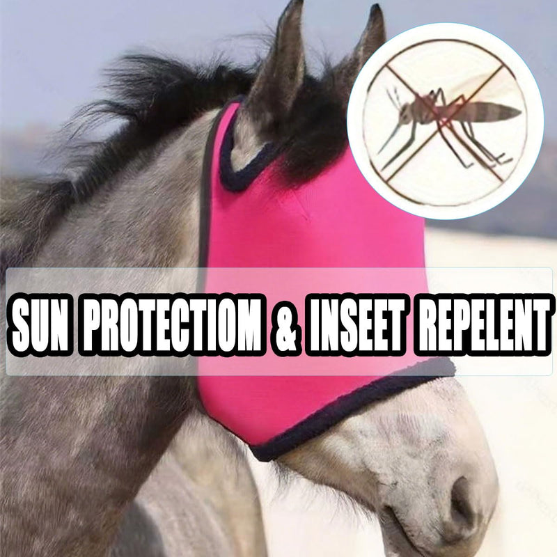 Pink Horse Fly Mask Large Space Breathable UV Protection Comfort Full Face Mesh Horse Fly Mask with Adjustable Strap for Horses Pink