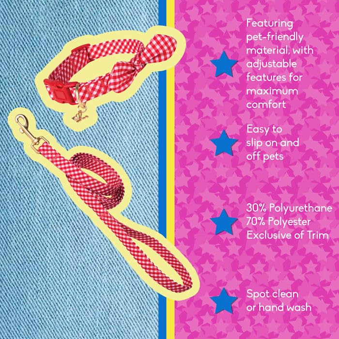 Dolly Doggy Parton Dog Harnesses and Leash/Collar Set Collection, Red Gingham Collar Leash Set, Medium - PawsPlanet Australia