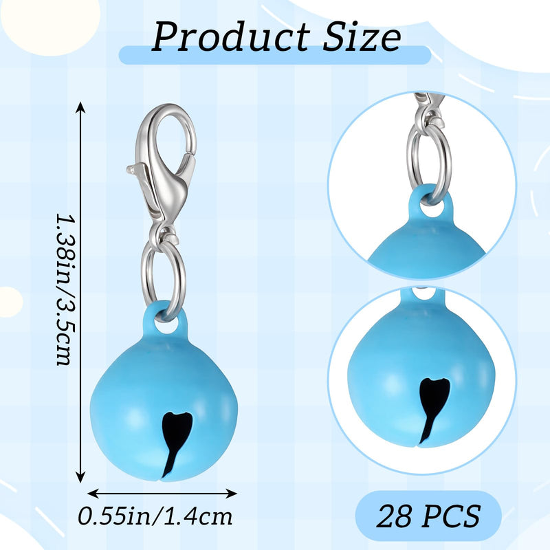 28Pcs Pet Bells for Dog Cat Collar Colourful Pet Small Bells with Clasps Dog Cat Collar Charms Pets Pendant Accessories Stainless Steel Keychain Loud Crisp Sound for Animal Christmas Decoration - PawsPlanet Australia