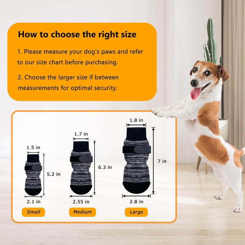 Dog Socks 12 Pack to Prevent Licking Paws, Anti Slip Dog Booties and Paw Protectors for Hardwood Floors Hot Pavement, Suitable for Small Medium Large Senior Dogs - Size Large - PawsPlanet Australia