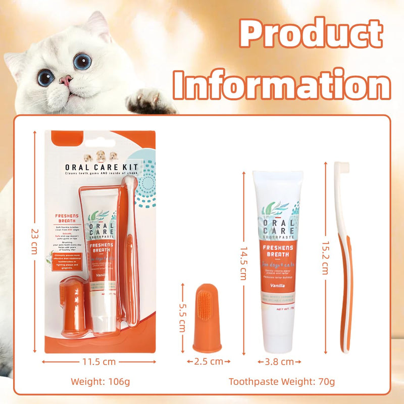Dog Toothbrush Set, Dental Care Dog Set with Toothpaste for Dogs and Dogs Dental Care Fingerling and Dog Toothbrush, Protect Your Teeth, Removes Plaque and Bad Breat, Beef Flavor