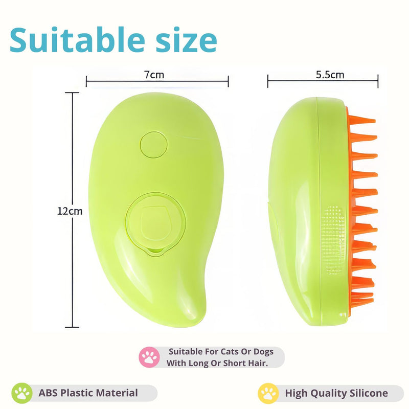 Cat Steam Brush,Steam cat brush,pet steam brush,Cat Brush, 3 In1 Cat Steamy Brush,Cat Grooming Brush,Cat hair steam brush,Steam brush for cats GREEN - PawsPlanet Australia